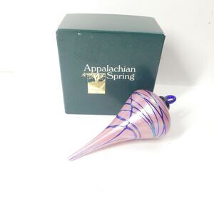 Appalachian Spring Hand Blown Art Glass Ornament Pink Blue
